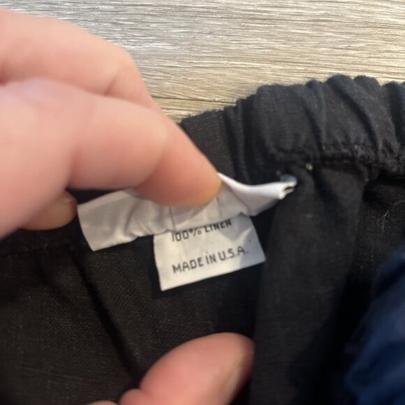 Bryn Walker Women's Size M Black 100% Linen Pull On Wide Leg Cropped Pants - Picture 4 of 5